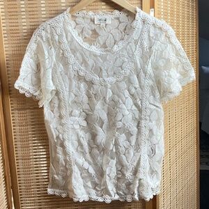 Vintage Inspired Women’s Lace Scalloped Crocheted Top Blouse by Tulip B